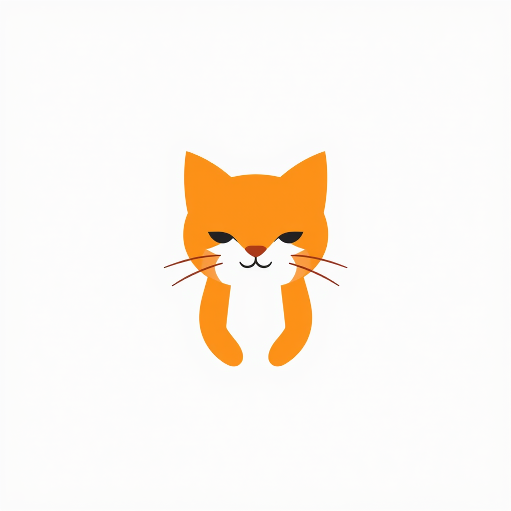 Minimalist Logo idea: minimalist logo, simple geometric mark for Podrías hacerme un logo lindo relacionado con un gato naranja femenina al estilo kawaii cute que sea colore