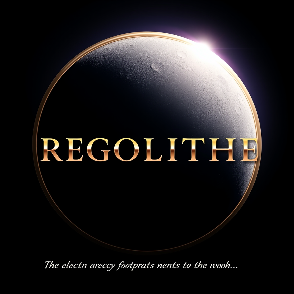 Main logo studio: premium Facebook branding graphic for REGOLITHE. Make REGOLITHE the central focus in elegant, clean, sophisticated warm metallic silver lettering.deep