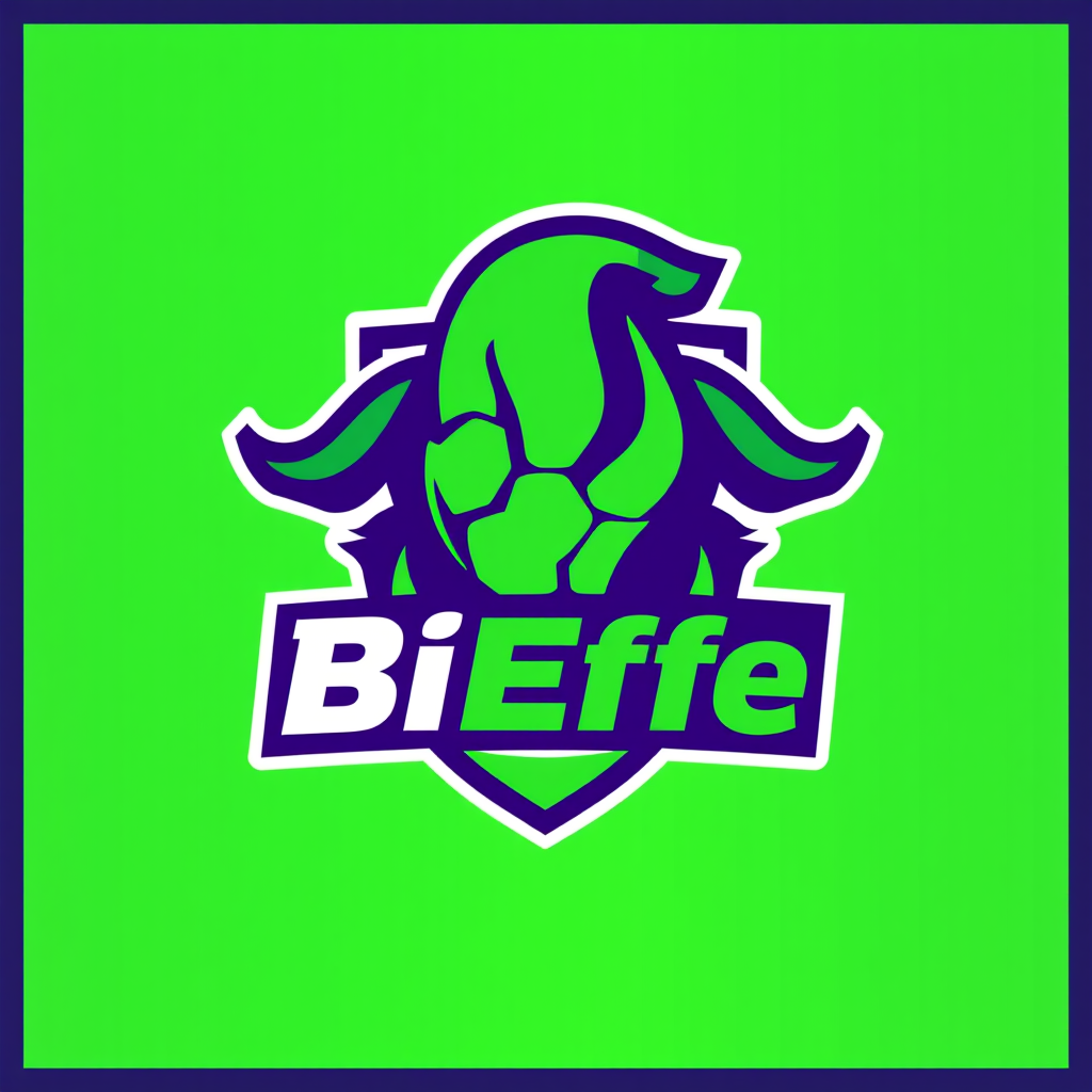 Main logo studio: crea logo per squadra fantacalcio denominata BiEffe, con colori sociali verde e viola, ispirata alle squadre di serie A, moderna ed essenziale