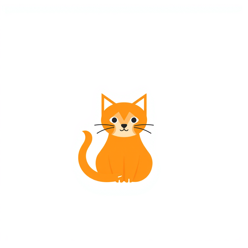 Minimalist Logo idea: minimalist logo, simple geometric mark for Podrías hacerme un logo lindo relacionado con un gato naranja que sea cute , flat vector, clean lines, cent
