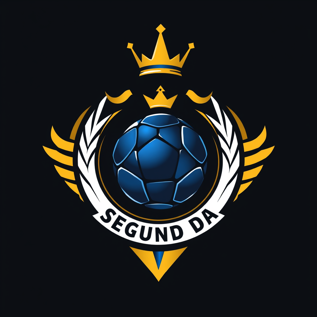 Main logo studio: Logo de fútbol para una liga privada de Mister Fantasy llamada “LA SEGUNDA DE BUBA”. Escudo deportivo moderno, competitivo y divertido, transmitiendo 