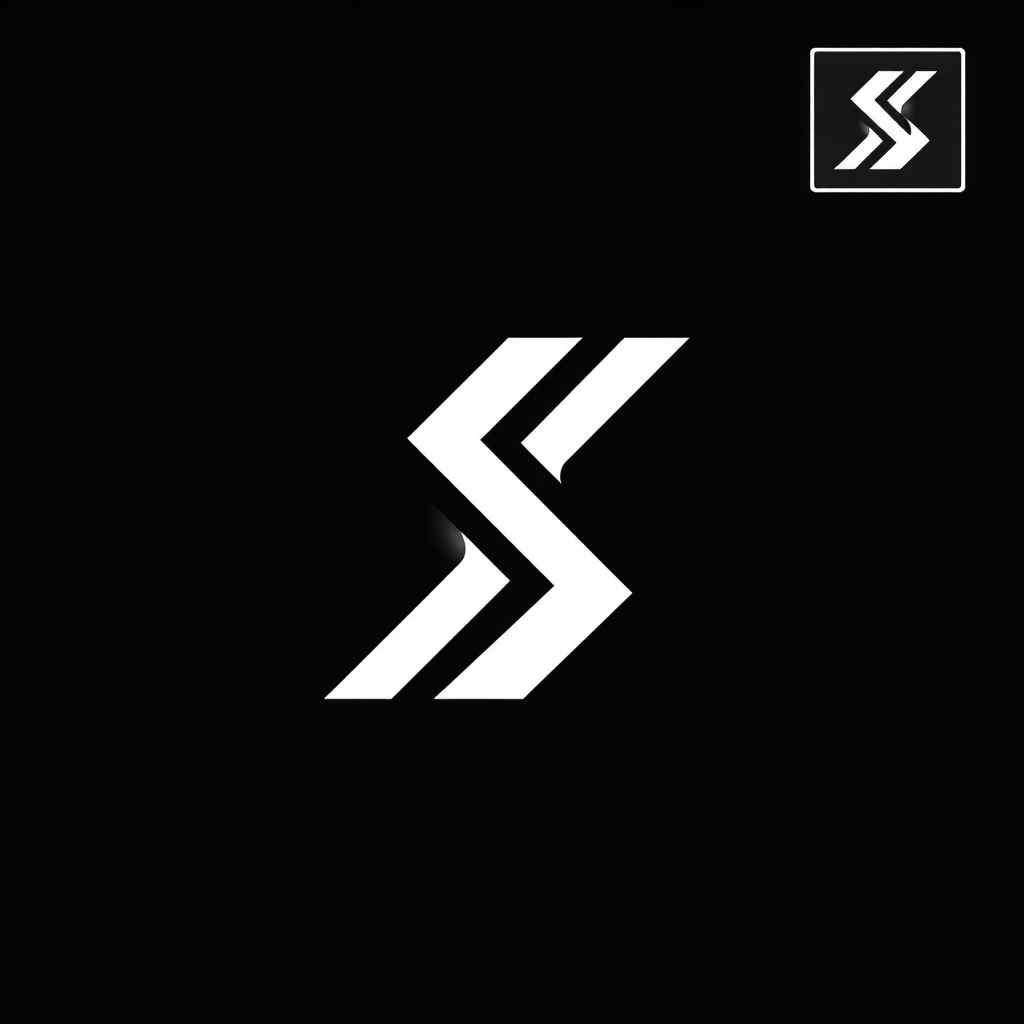 Main logo studio: Create a premium minimalist laptop logo for SKIP, strongly based on a stylized letter S. Design a unique, professional S monogram that is bold, elegan