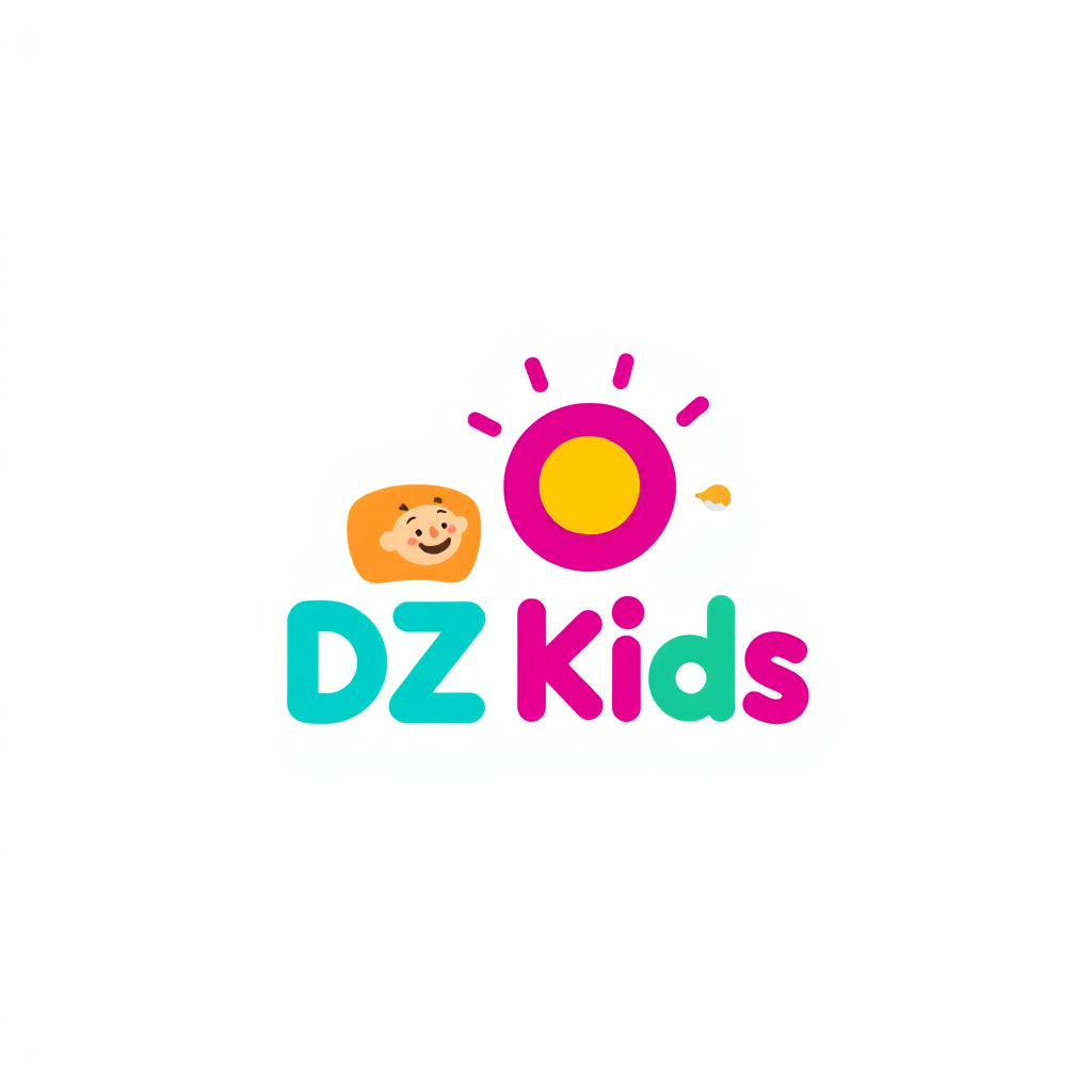 Main logo studio: Create a professional and playful logo for a children’s education and development center called “DZ Kids”. The brand should represent learning, commun