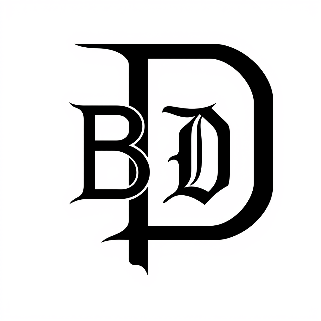 Monogram Logo idea: monogram logo combining the letters Create an original BD monogram for a premium streetwear brand. Merge B and D into one bold, recognizable symbol. S