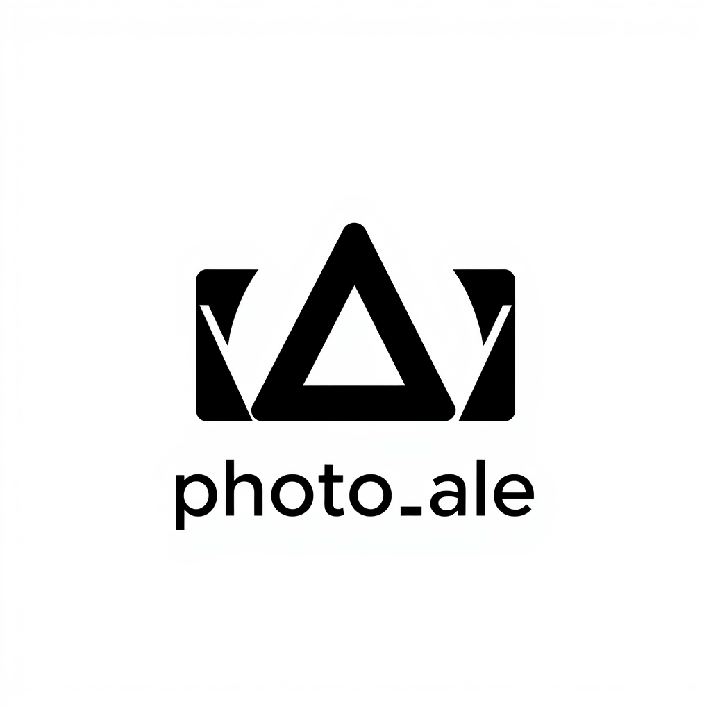 Minimalist Logo idea: minimalist logo, simple geometric mark for Minimalist logo for photographer "photo_ale.jpg", create a camera aperture diaphragm icon subtly forming th