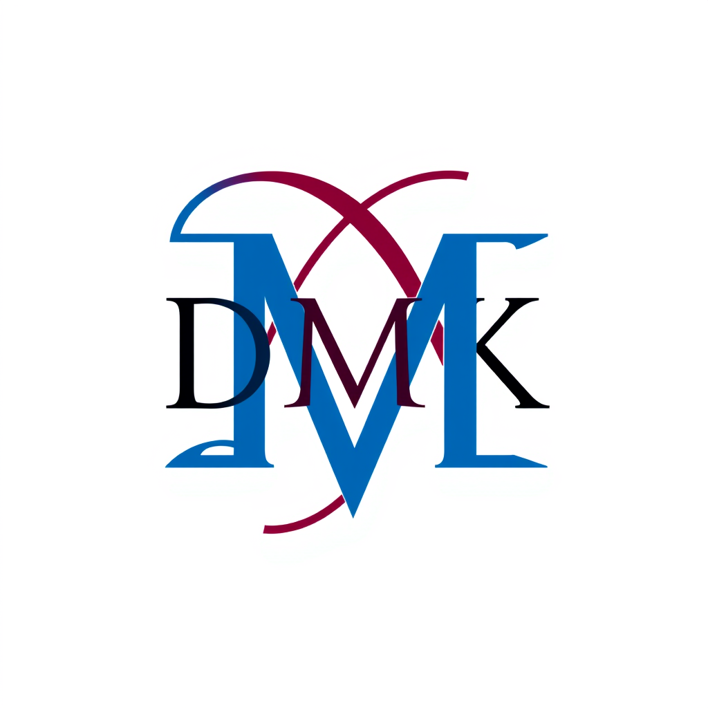 Monogram Logo idea: monogram logo combining the letters i want the design to come fron David Kilonzo Muithya and use the letters DMK and the colors are blue,burghandy and