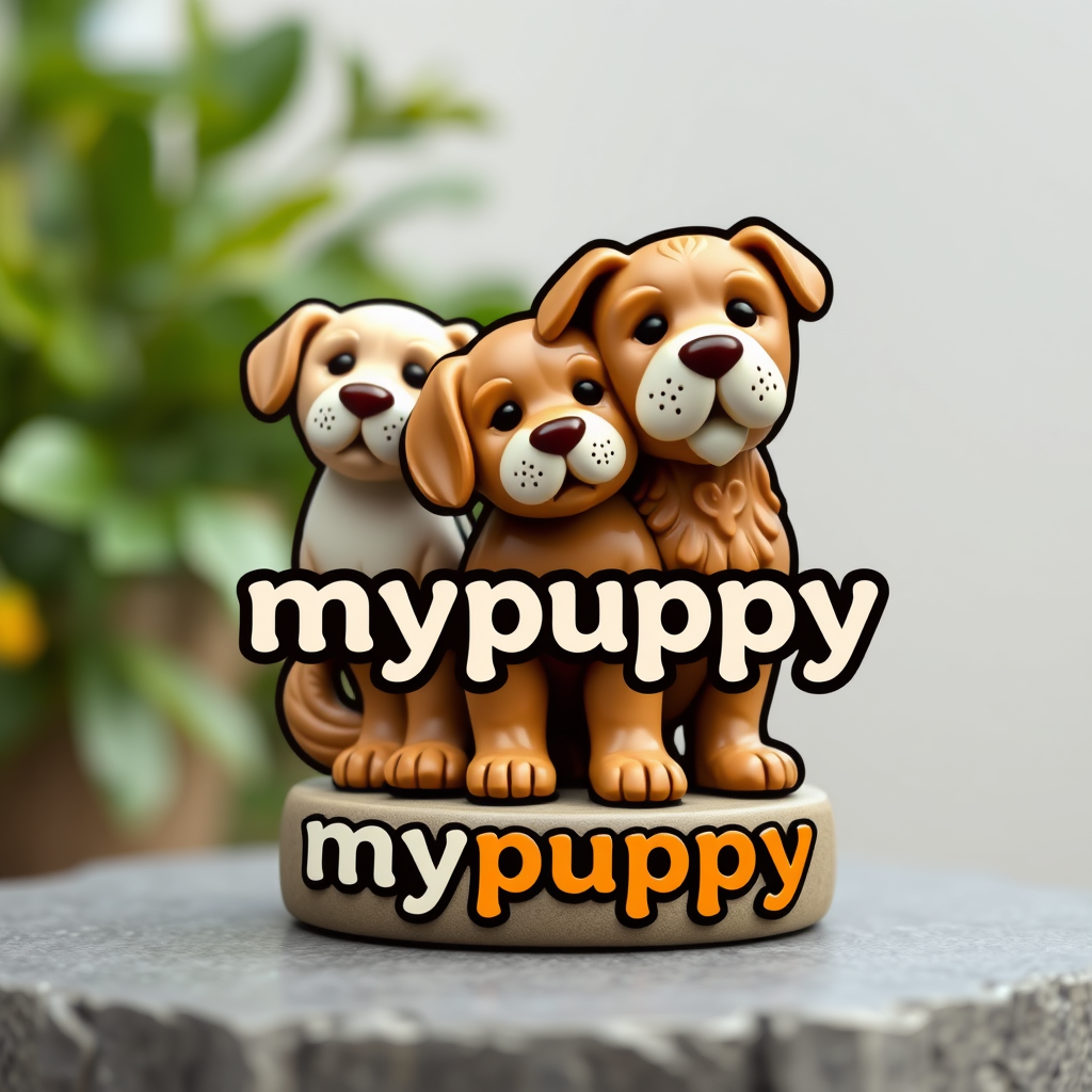 Main logo studio: creami un logo di un azienda che produce statue di animali personalizzate col proprio nome che si chiama mypuppy, lo slogan è show your loyalty, vogli