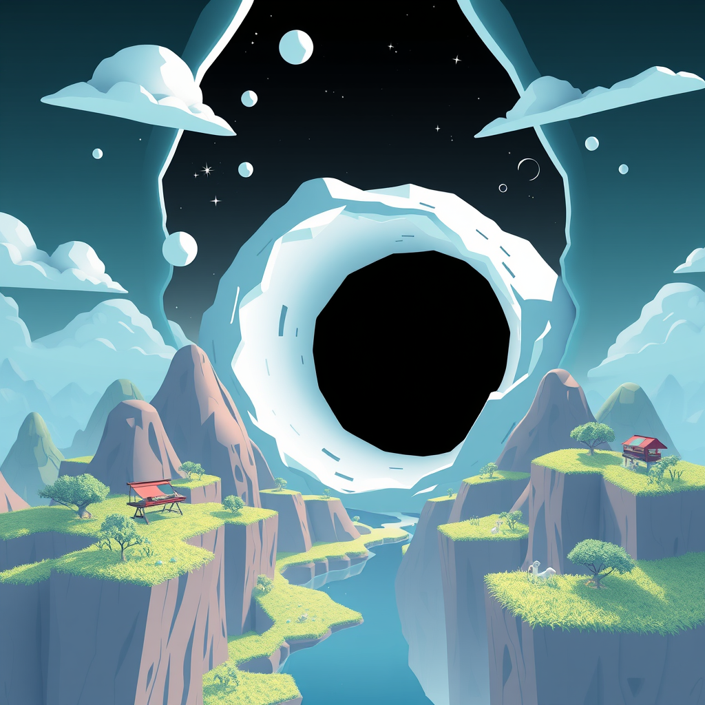 Main logo studio: a video games studio called MIANANSPINO. represented by a white black hole .
