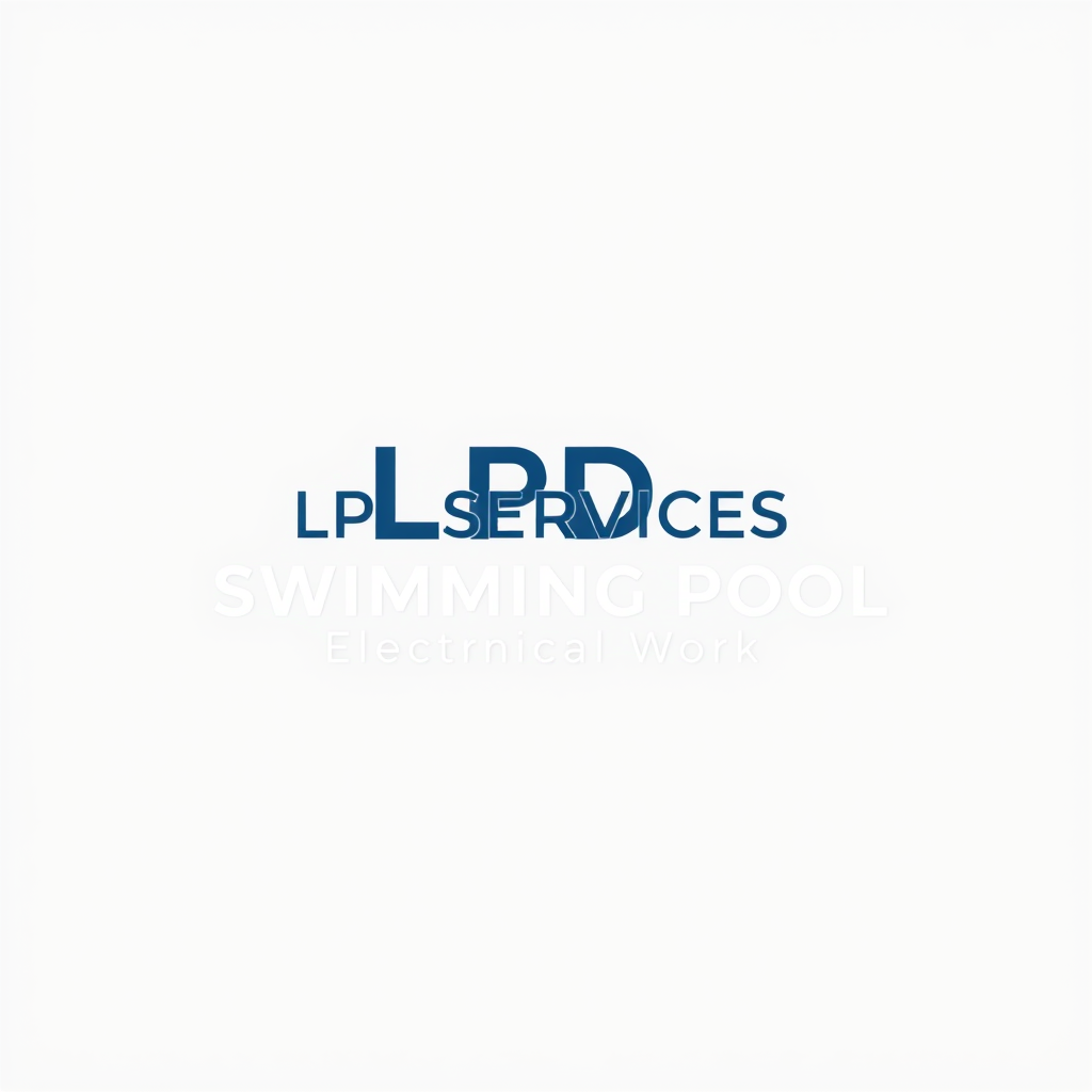Minimalist Logo idea: minimalist logo, simple geometric mark for LPD SERVICES SWIMMING POOL ELECTRICAL WORK , flat vector, clean lines, centered, solid white background, lo