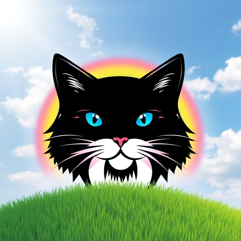Main logo studio: Create a very beautiful cat logo version of a rainbow coming down from the sky