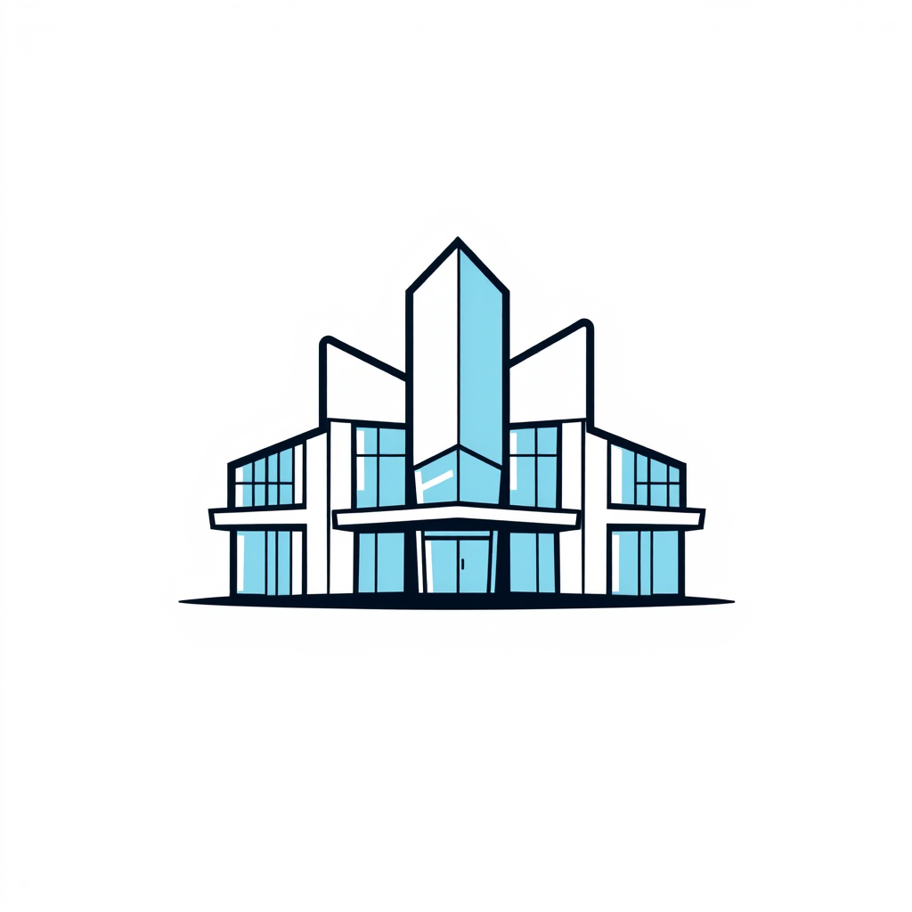 Cartoon Logo idea: cartoon style logo for Modern architecture logo, abstract geometric structure, bold clean lines, innovative concept, minimal composition, professional
