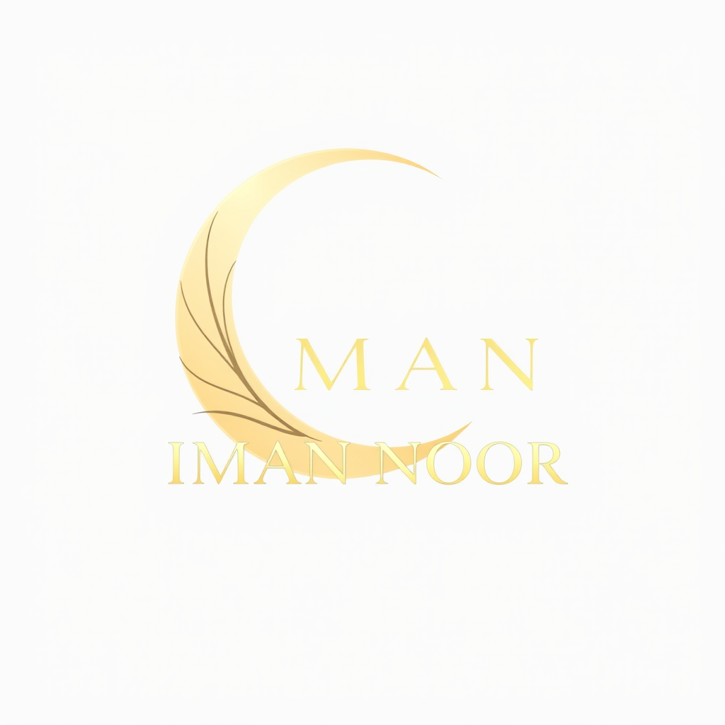 Monogram Logo idea: monogram logo combining the letters Create a luxurious, elegant, and minimalist logo for a premium brand named IMAN NOOR. Feature a delicate crescent