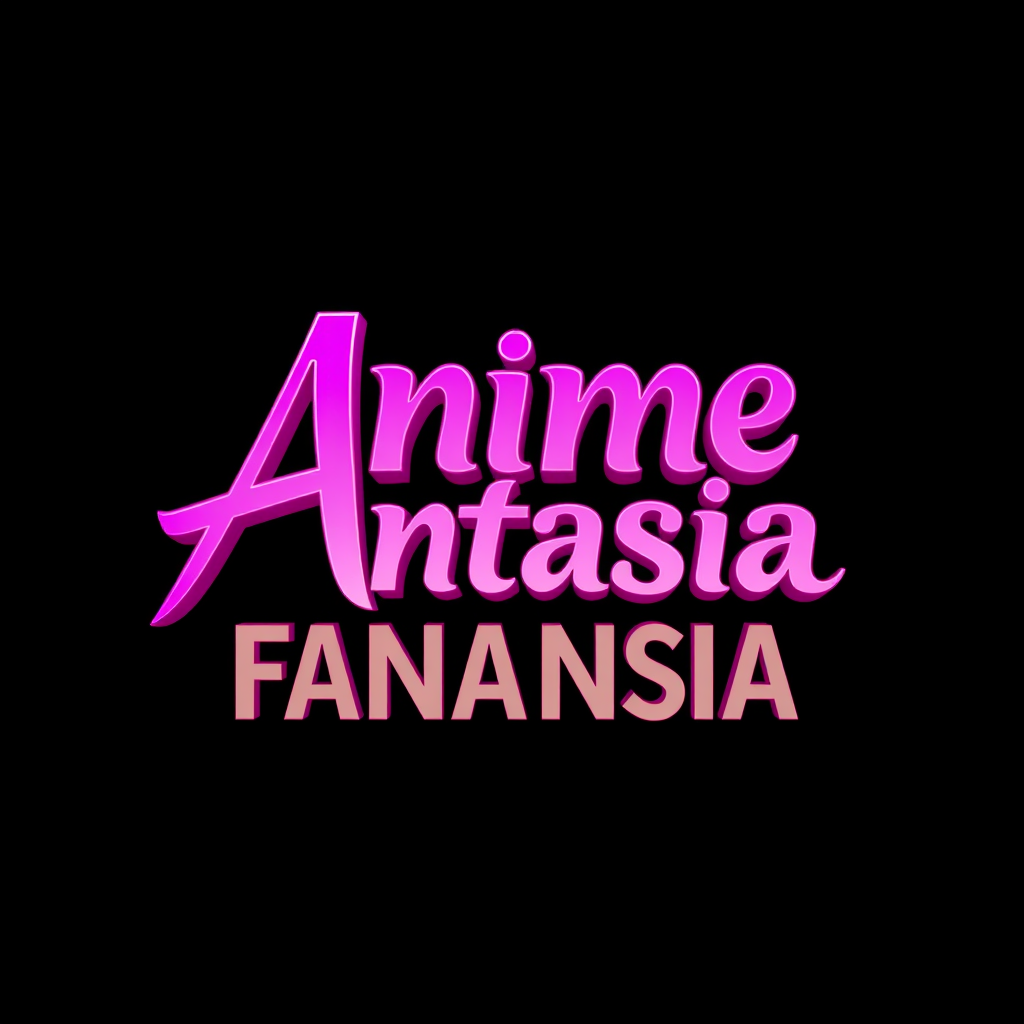 3D Logo idea: 3D logo for Anime Fantasia, violet and pink, dark background , three-dimensional render, realistic depth and shadows, glossy or metallic surface, dram