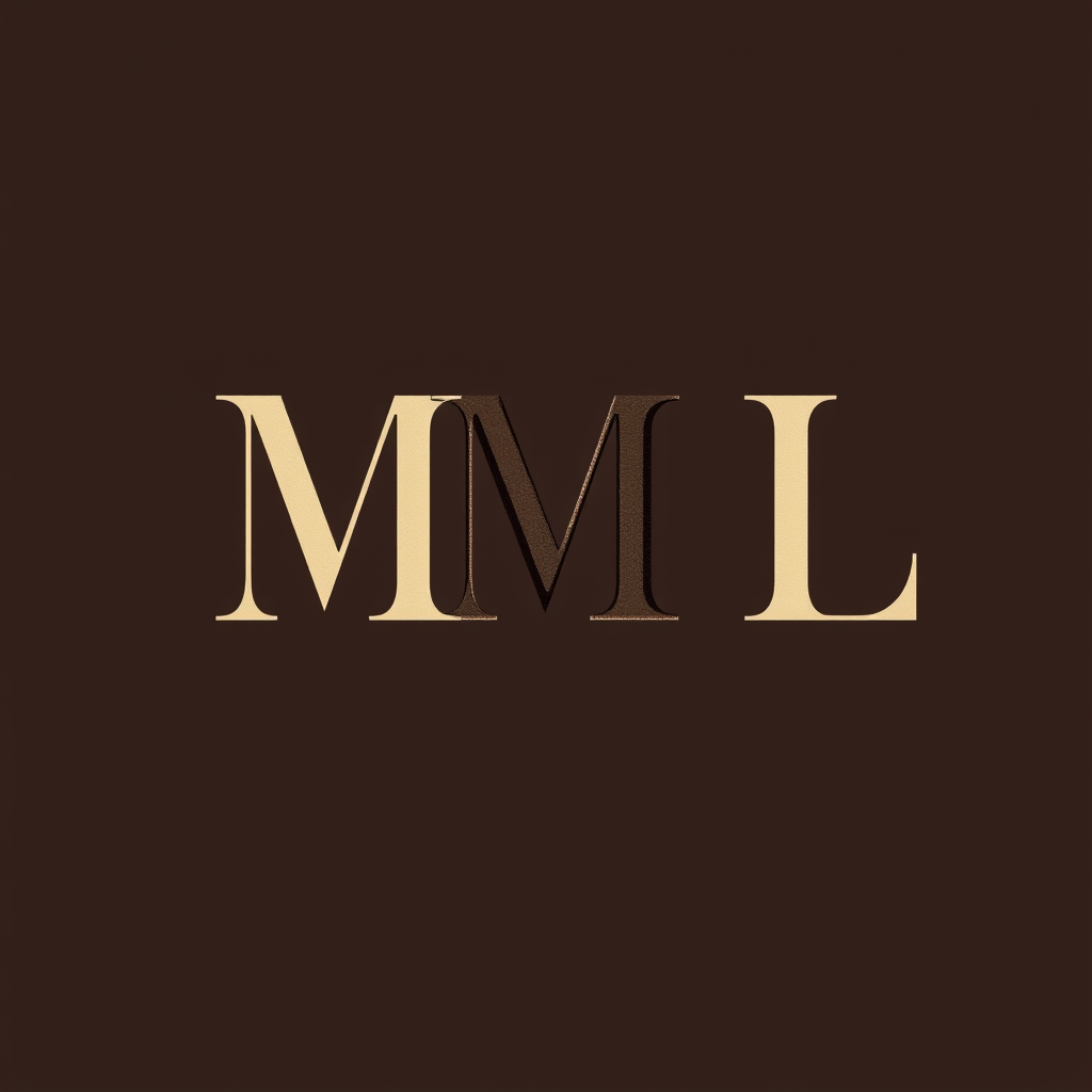 Main logo studio: Le logo doit être composé uniquement des lettres : MML Le M et le premier M doivent être graphiquement liés au L pour former un monogramme continu, él