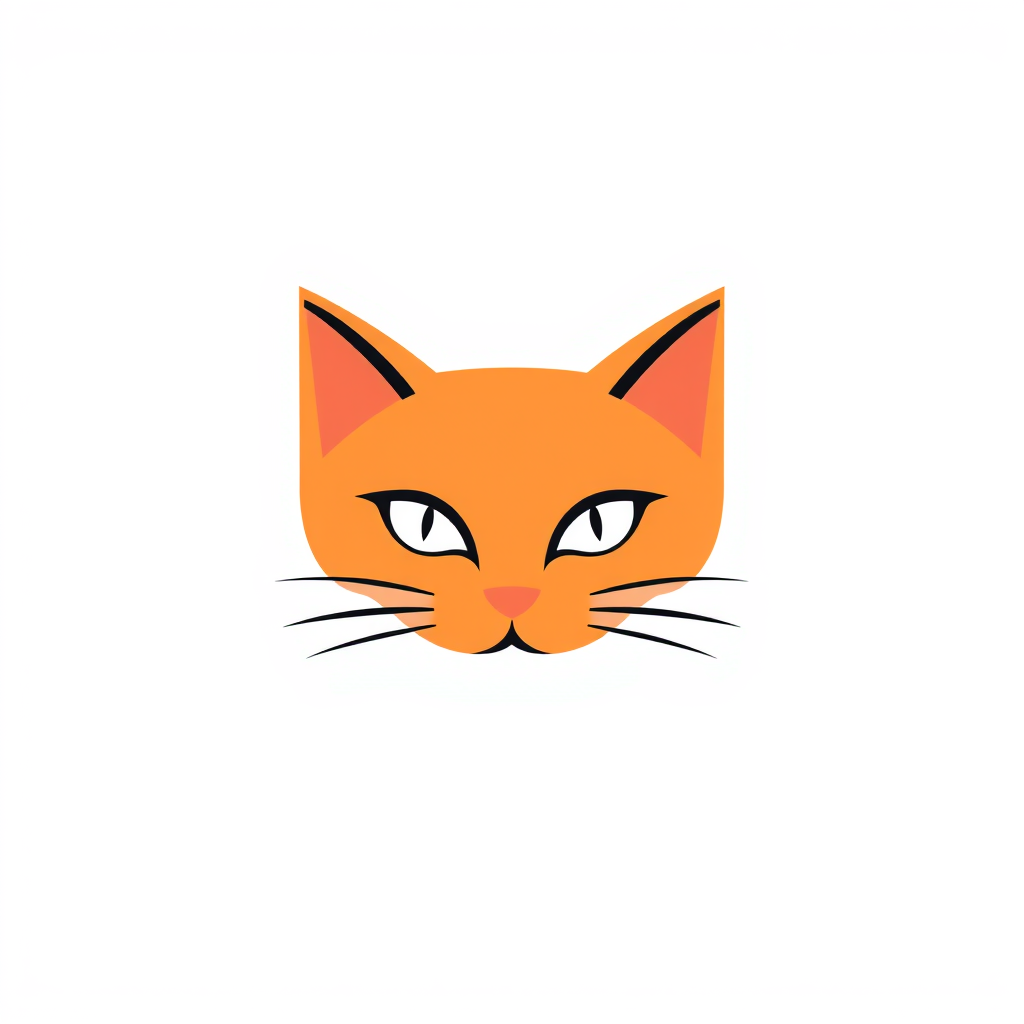 Minimalist Logo idea: minimalist logo, simple geometric mark for que haga un logo de una gatita naranja femenina con un pastel , flat vector, clean lines, centered, solid w