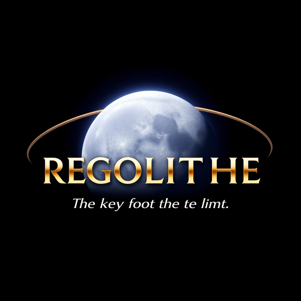 Main logo studio: premium Facebook branding graphic for REGOLITHE. Make REGOLITHE "The sky is not the limit, there are footprints on the moon" the central focus in eleg