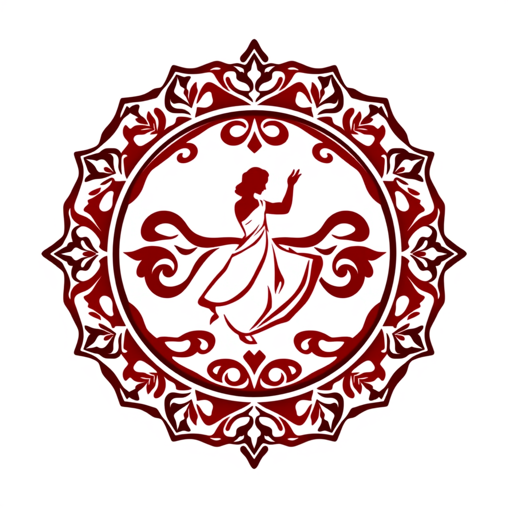 Emblem Logo idea: emblem logo of Unviersity club using for a semi classical dance club. First year dance instructor, looking for warm reds and autumn colors, poster ide