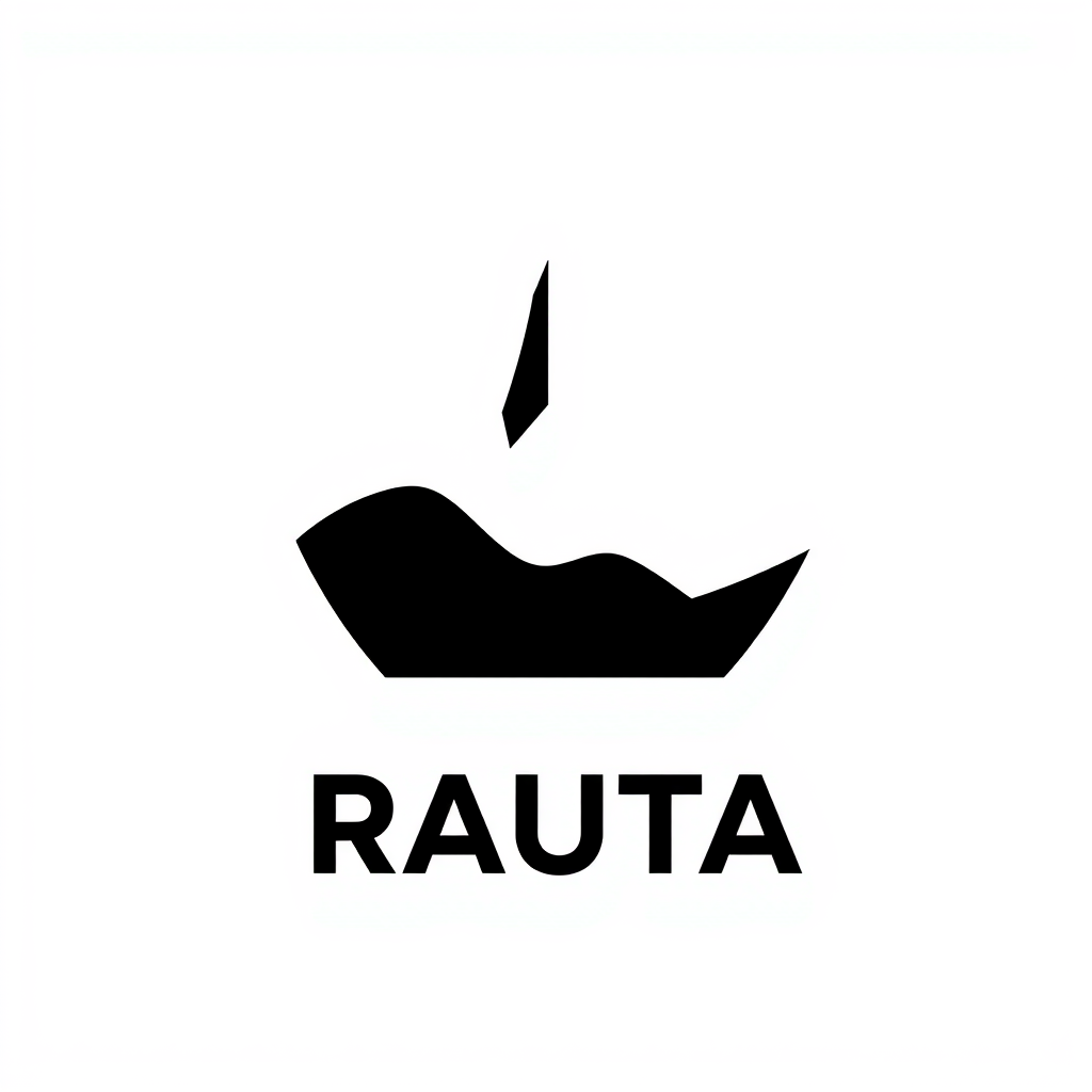 Wordmark Logo idea: wordmark logo of Create a minimalist, modern logo for RAUTA Studio. Abstract geometric symbol, bold and memorable, inspired by exploration, technology