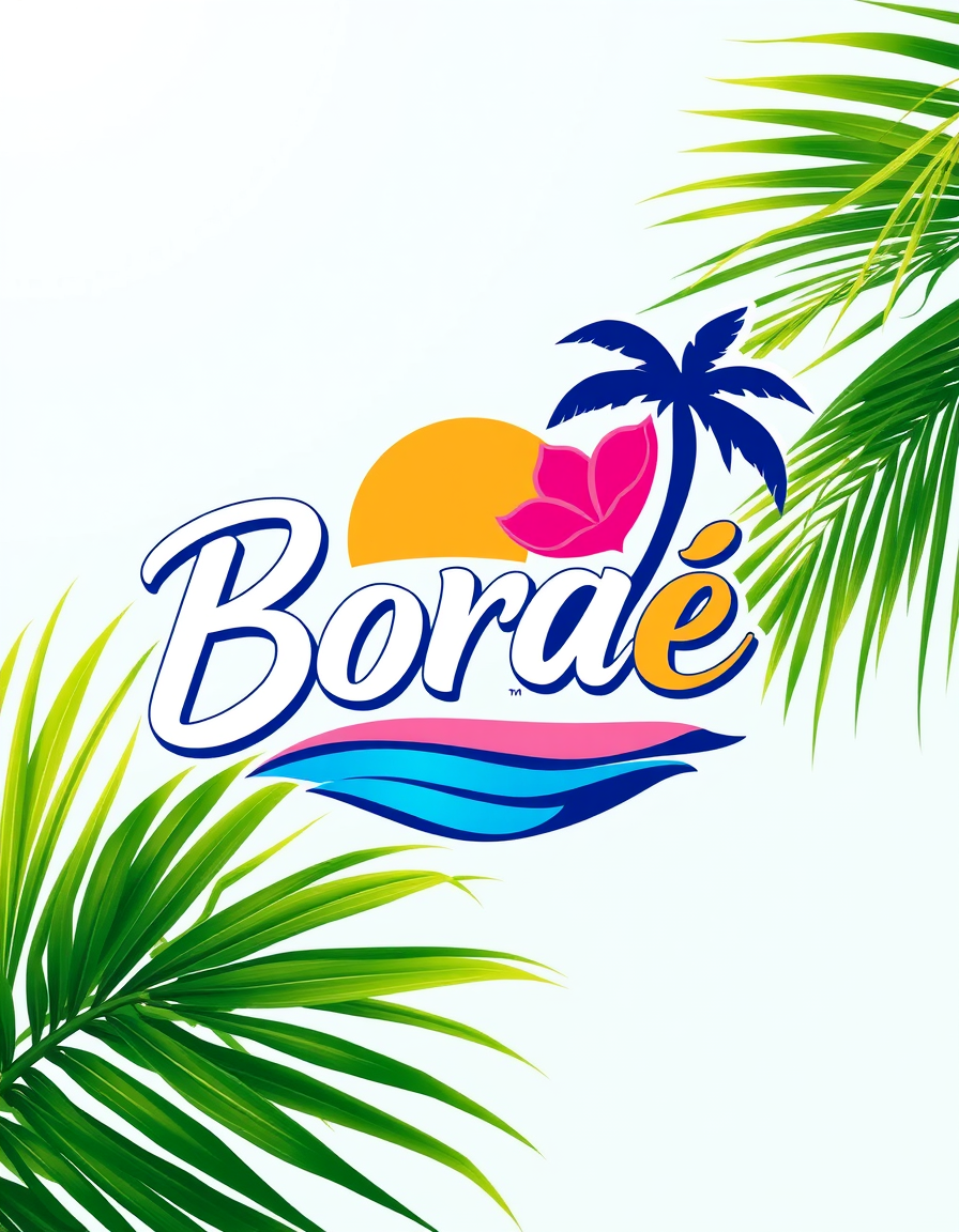 Main logo studio: Crie um logo profissional para “Boraê”, marca brasileira tropical da mesma família do Bora Bora Lanches, mas com identidade própria. Estilo praiano, m