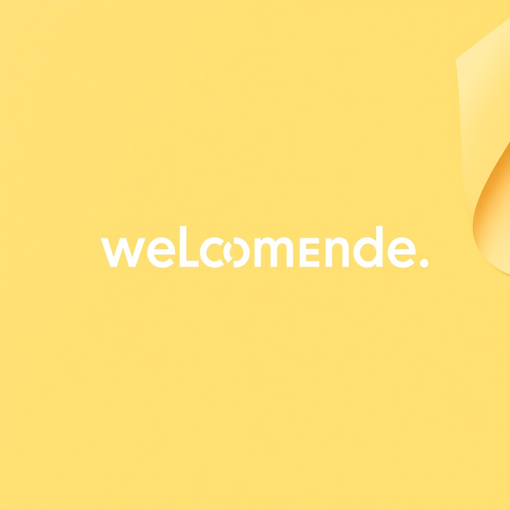 Main logo studio: Un cartel de bienvenida minimalista y en español en inglés