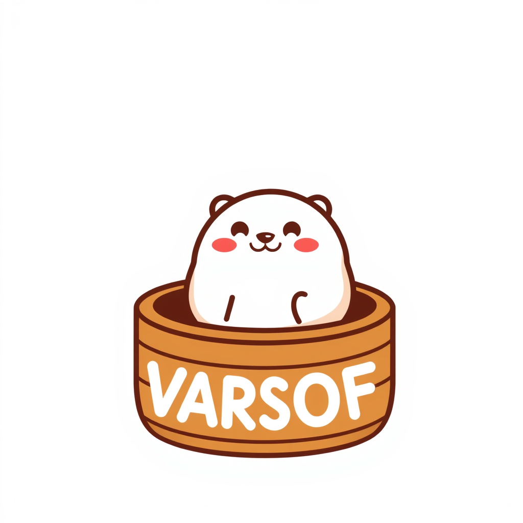 Minimalist Logo idea: minimalist logo, simple geometric mark for Create a mascot logo for VARSOF, a dimsum food business. The mascot is a dumpling inside the bamboo steamer