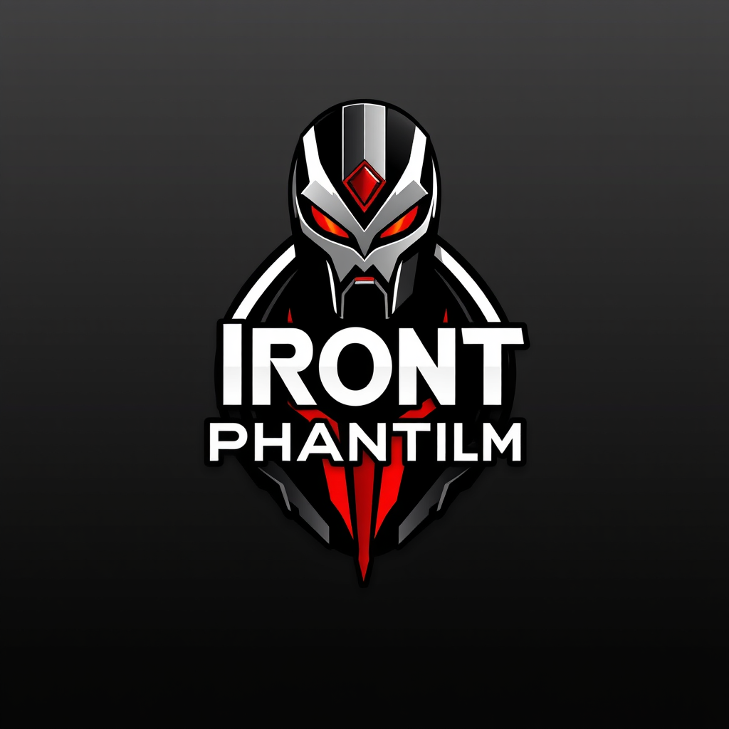 Main logo studio: LOGO WITH LOBOT NAME IS IRON PHANTIM CORLOR BLACK WHIT RED