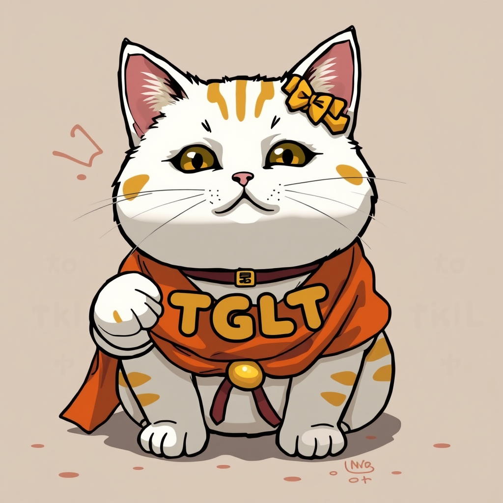 Main logo studio: shows “TGLT” on a Manekineko cat in the style of the Dragon Ball anime