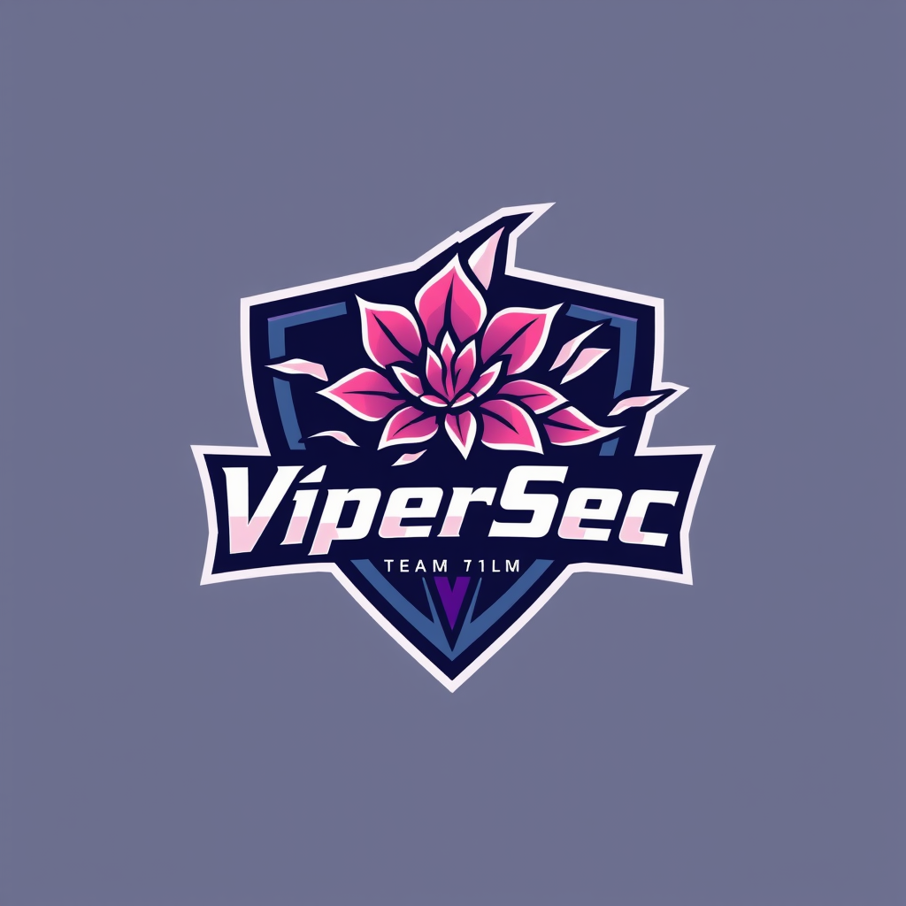Main logo studio: bold esports team emblem logo, a Sakura Thunder, with team name "V1perSec"