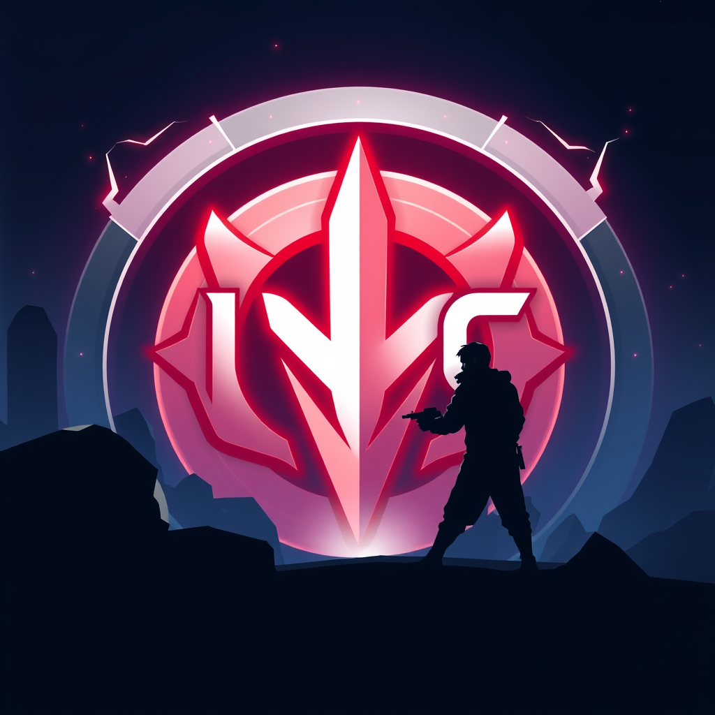 Main logo studio: Criador de jogos chamado ING_C(quero o nome escrito) pode ser futurista gaming e pode ter detalhes atrás não quero humanos não quero humanos na logo