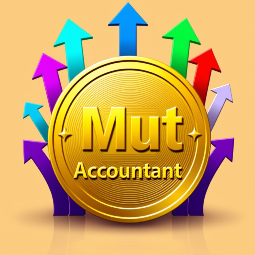 Main logo studio: Big gold coin with up arrows behind along side it and above blue, red, purple, and green. Can you add symbols at the end of the arrows to indicate suc