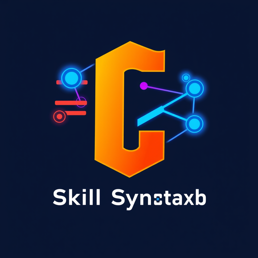Main logo studio: Create a striking logo symbol for Skill Syntax Club. No text. Build a futuristic emblem around </> and { } syntax, transforming the code symbols into 