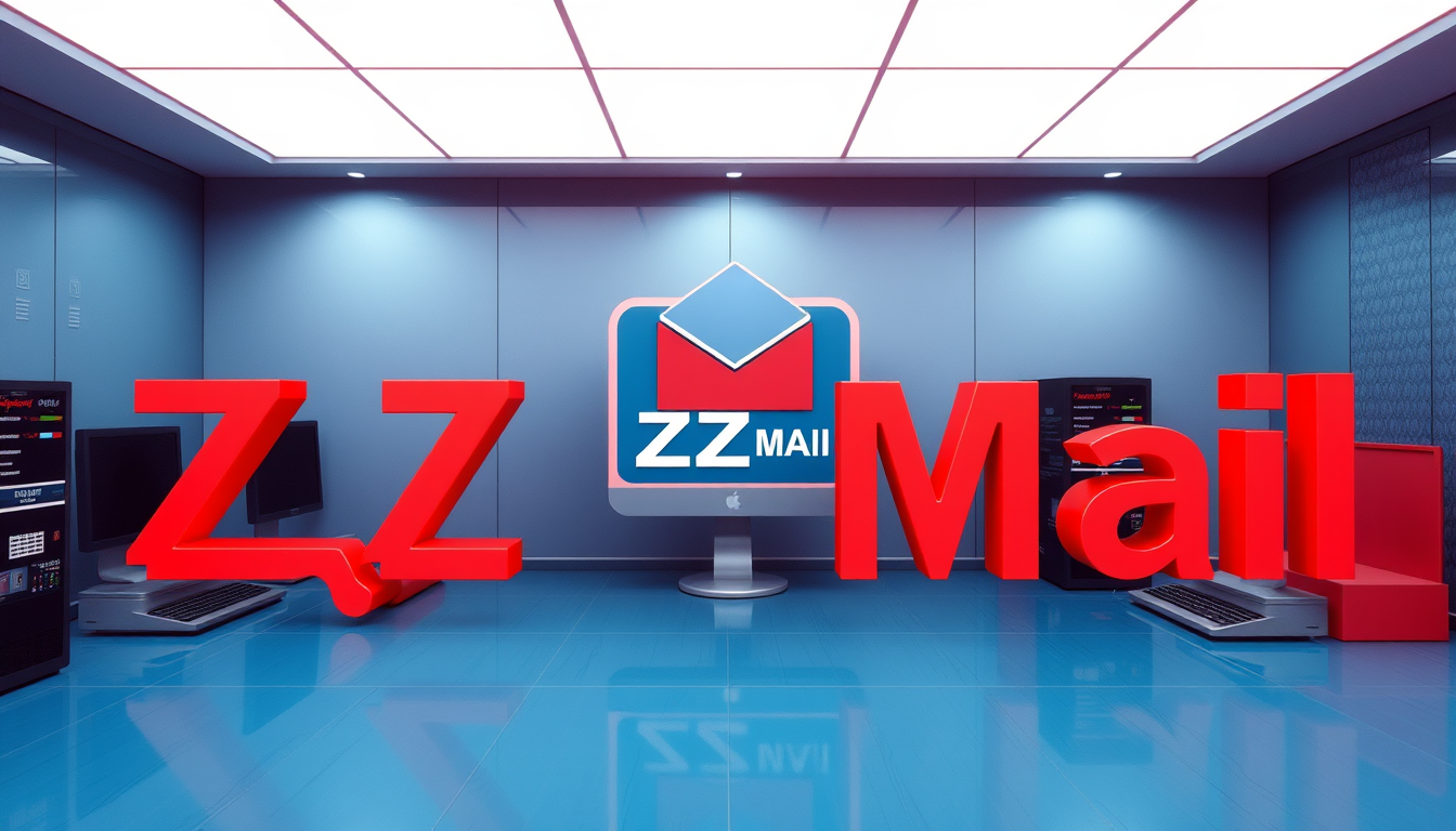 Main logo studio: ZQZMail - an internet service provider must have the name ZQZMail in bold and some computers and server images