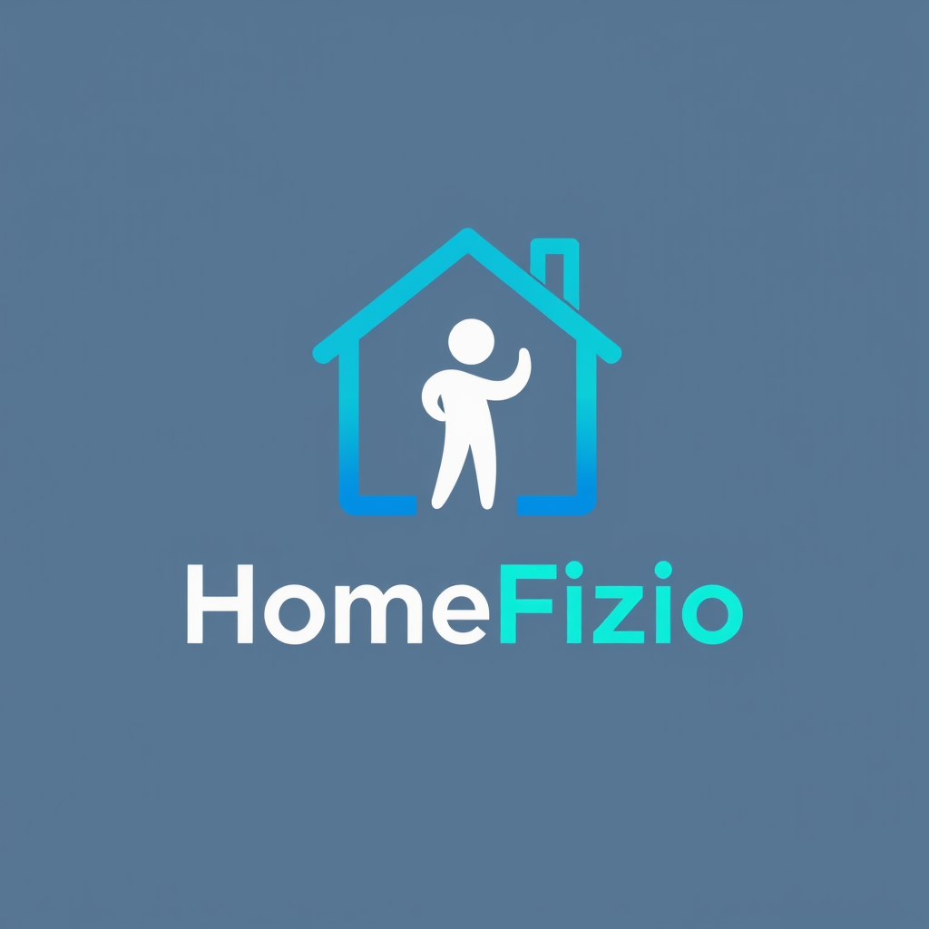 Main logo studio: logo with no background for company called HomeFizio which does physiotherapy. Include a symbol of home and use medical themed colors for the house sy