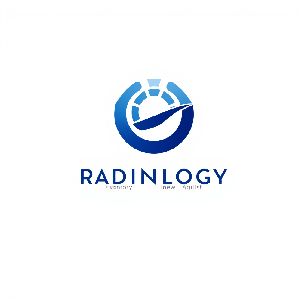 Minimalist Logo idea: minimalist logo, simple geometric mark for simple abstract swoosh mark logo for a Radiology Inventory Managment System, gradient indigo , flat vector,