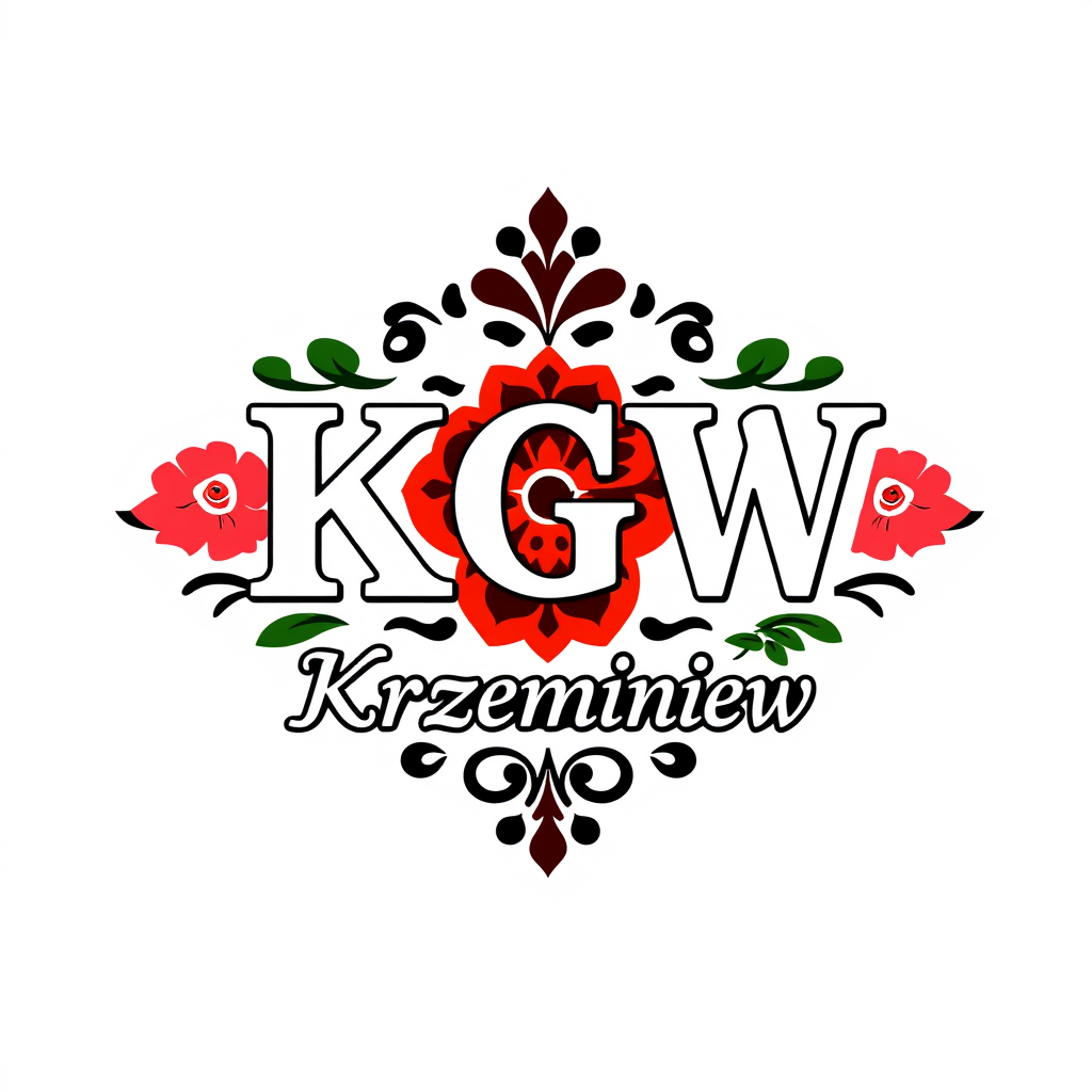 Main logo studio: Stwórz kolorowe, radosne logo dla „KGW Krzemieniew”. Polski folklor inspirowany wzorami łowickimi: barwne kwiaty, maki, chabry, malwy, ludowe ornament