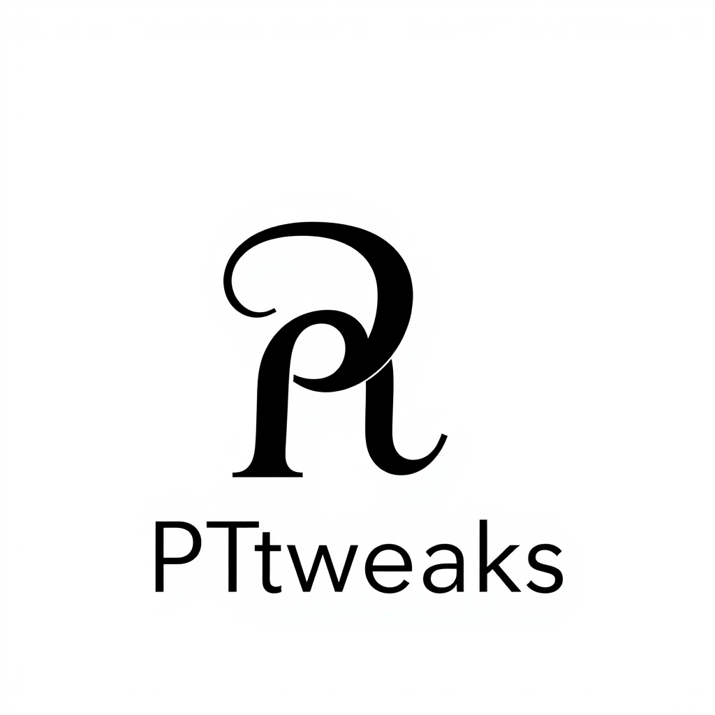 Monogram Logo idea: monogram logo combining the letters generate me a good photo to use as the main logo for PTweaks, If possible i want it to be p and t and i like black