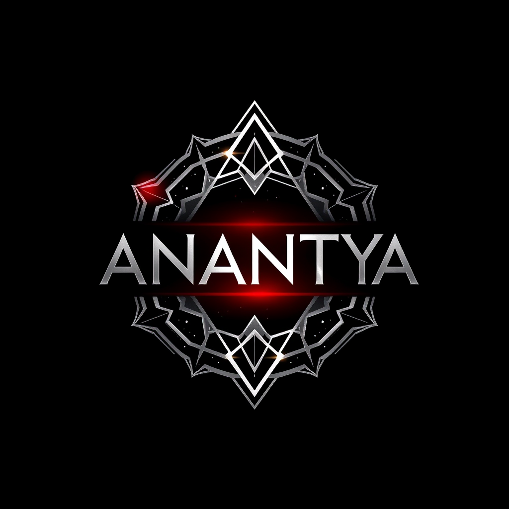 Main logo studio: Design a logo for “ANANTYA”, a event, featuring the name prominently with an original multiverse-inspired element. Use dimensional portals, cosmic ene
