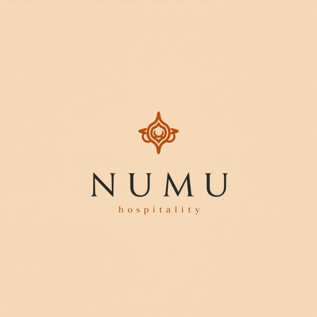 Main logo studio: Premium minimalist logo for NUMU Hospitality, helping family-owned Moroccan riads grow profitably. NUMU (نُمُوّ) means “growth” in Arabic. Convey Moro