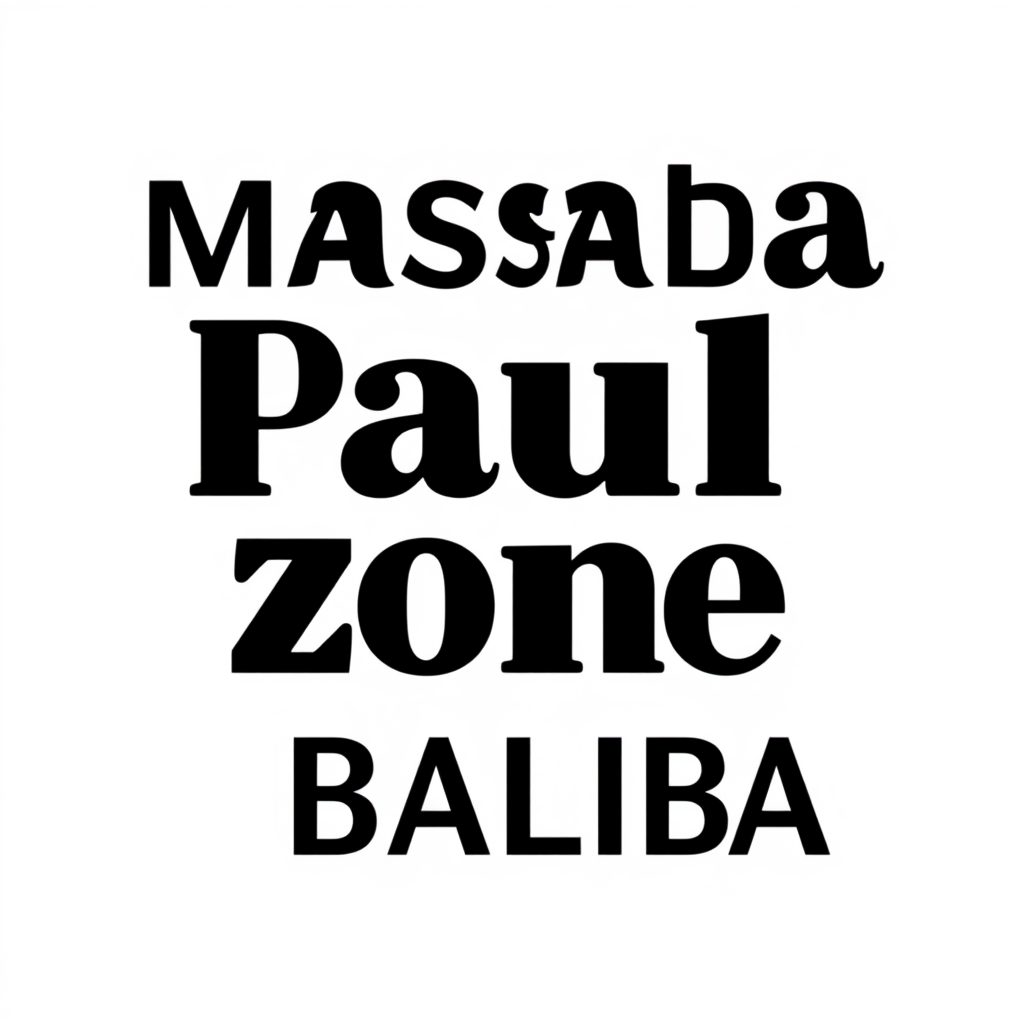 Wordmark Logo idea: wordmark logo of MASABA PAUL ZONE BALIBA , bold clean typography, flat vector logo, centered, solid white background, high contrast, professional bran