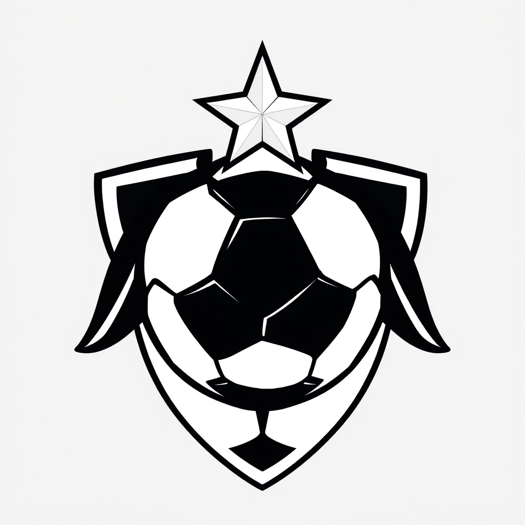 Main logo studio: logo sportivo vettoriale in stile eSports/football club.orma di uno scudo moderno con contorni spessi. Al centro è presente un pallone da calcio class