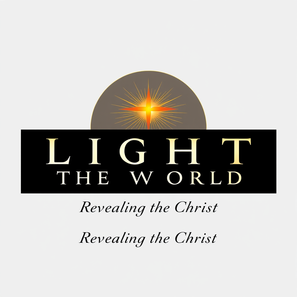 Main logo studio: Create a premium Christian cinematic logo for “LIGHT TO THE WORLD,” a professional film and video production brand. Feature a radiant golden light sym