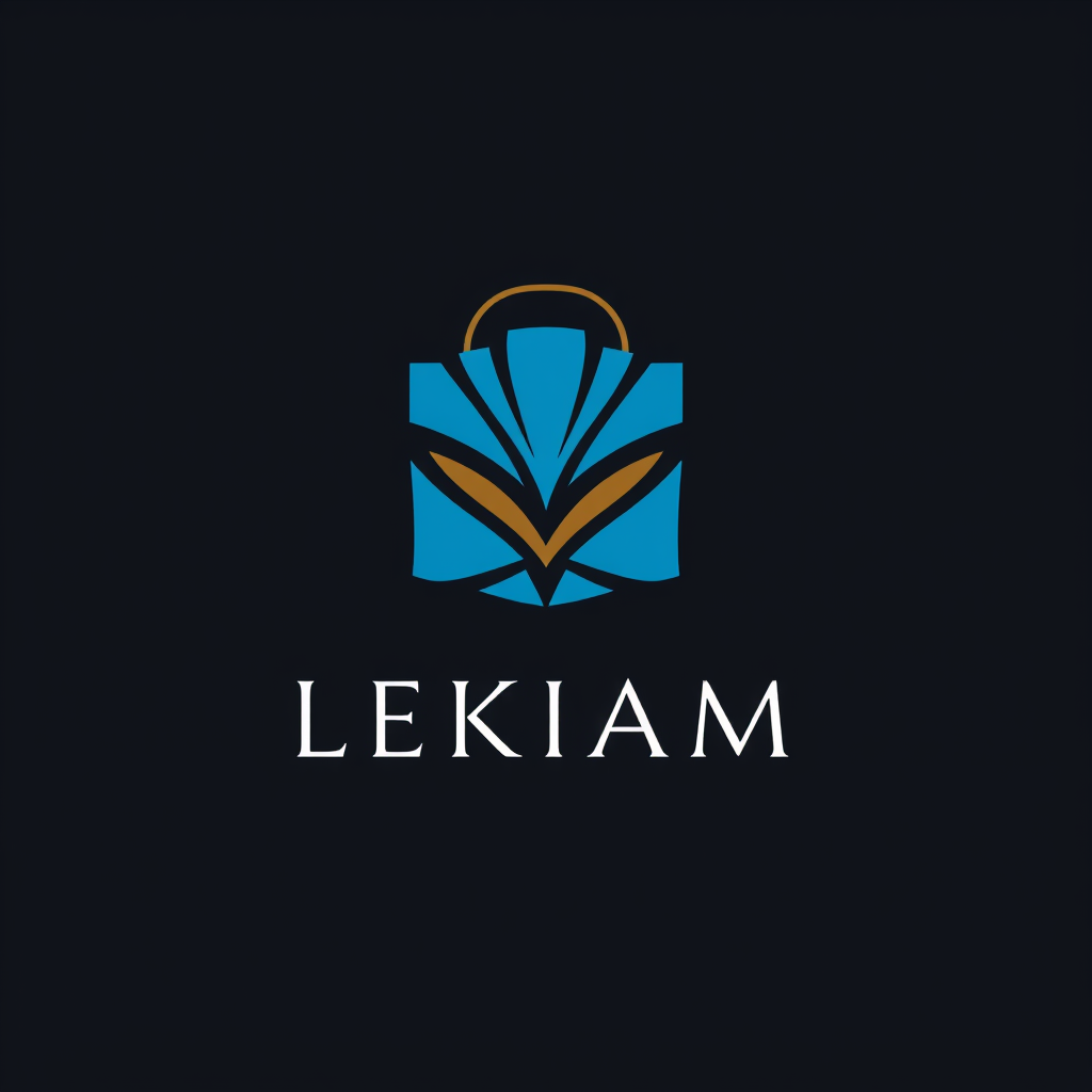 Main logo studio: “Crea un logo minimalista y premium para LEKIAM, usando un símbolo abstracto y original, sin escribir el nombre. Colores azul marino, negro y detalles