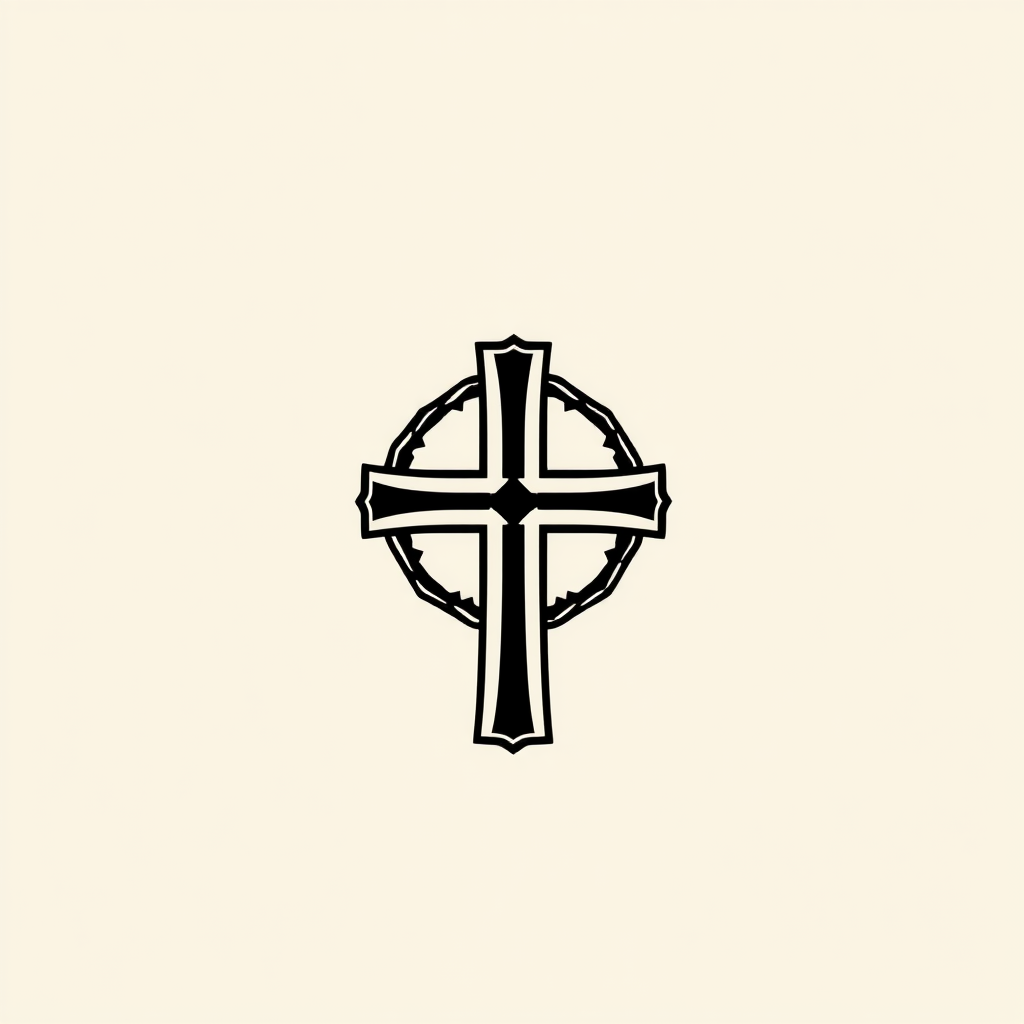 Main logo studio: Create a premium minimalist logo for a Christian streetwear brand called HRISTOS. The main symbol should be an Eastern Orthodox cross and a crown of t