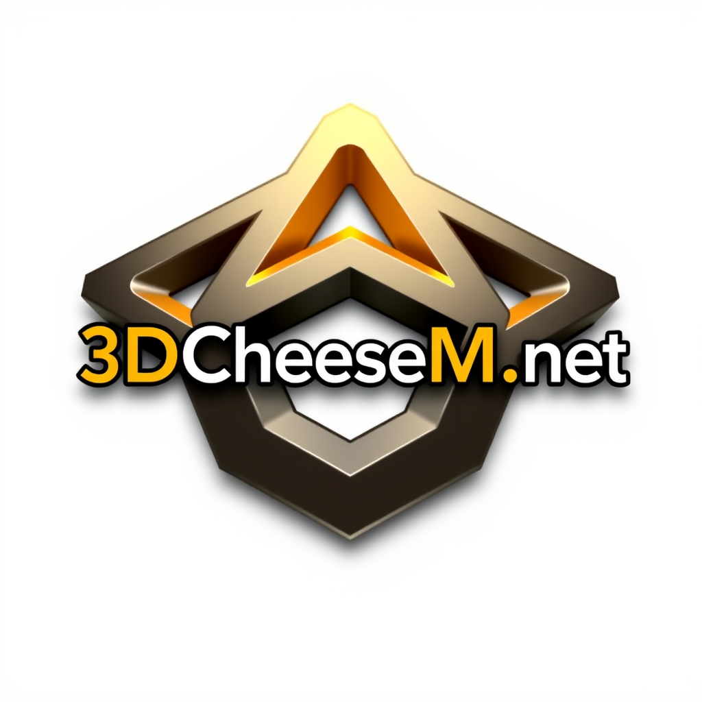 3D Logo idea: 3D logo for 3DCheeseMan.net i want it to be a hexogon triangle type logo add more make it cool change font to ubuntu wide , three-dimensional render, 
