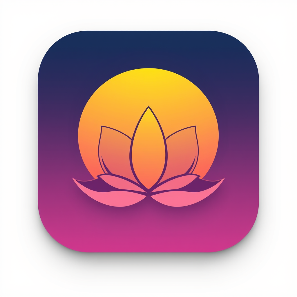 Main logo studio: rounded app icon logo for a meditation app, calming gradient, lotus symbol