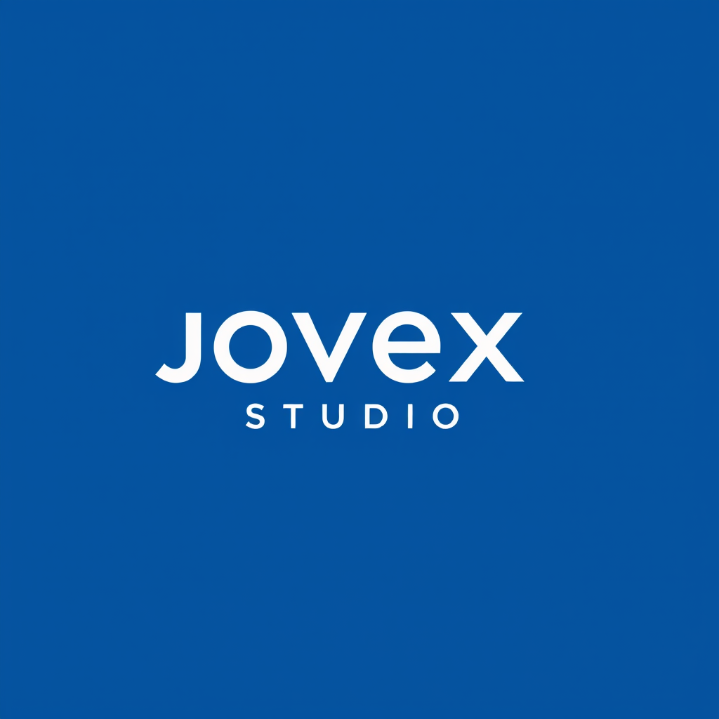 Main logo studio: Logo minimalista e premium para uma agência de marketing digital chamada JOVEX STUDIO. Símbolo geométrico exclusivo inspirado na letra J, tipografia c