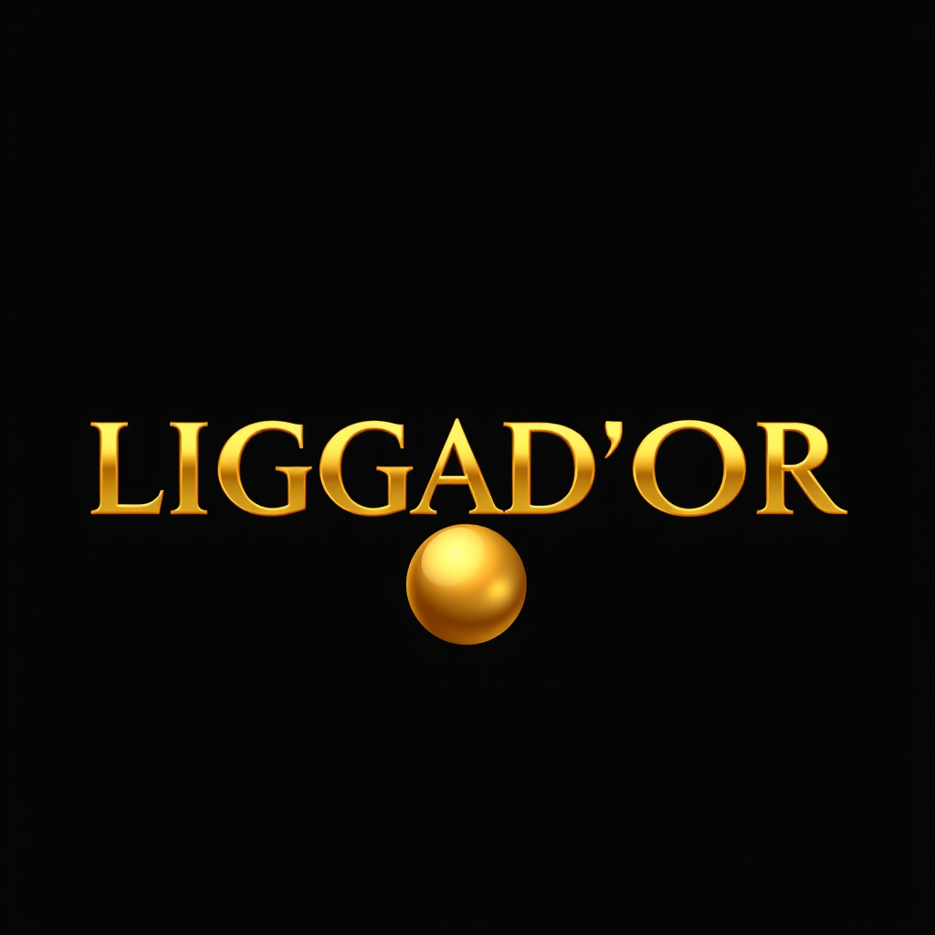 Main logo studio: logo with gold style name LIGGAD'OR and add ballond'or
