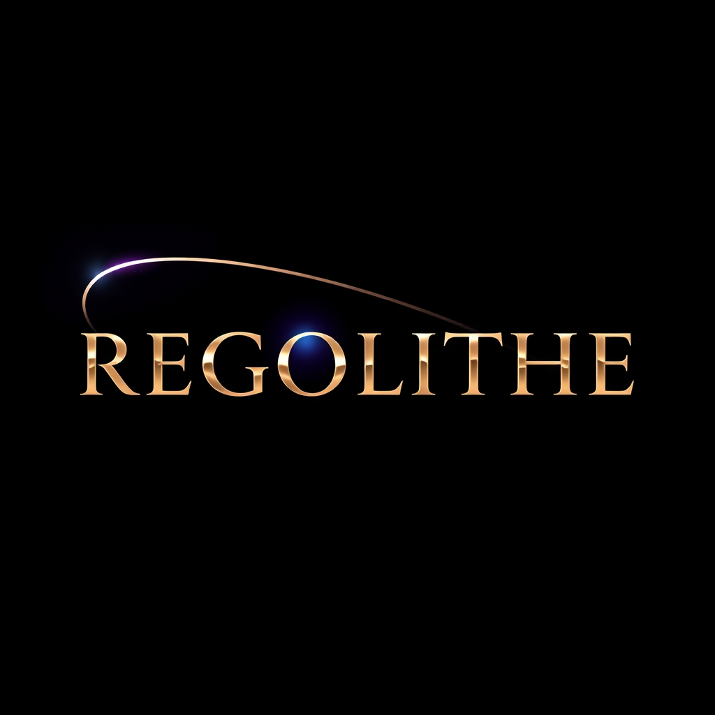Main logo studio: Create a premium Facebook branding graphic for REGOLITHE. Make REGOLITHE the central focus in elegant,sophisticated warm metallic silver lettering. de