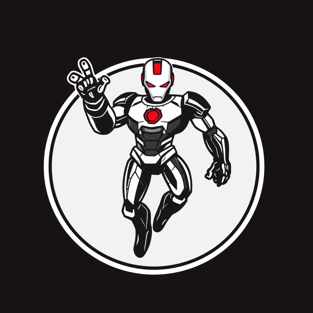 Main logo studio: LOGO WITH ROBOT MBOT Mblock NAME IS IRON PHANTOM CORLOR BLACK WHIT RED