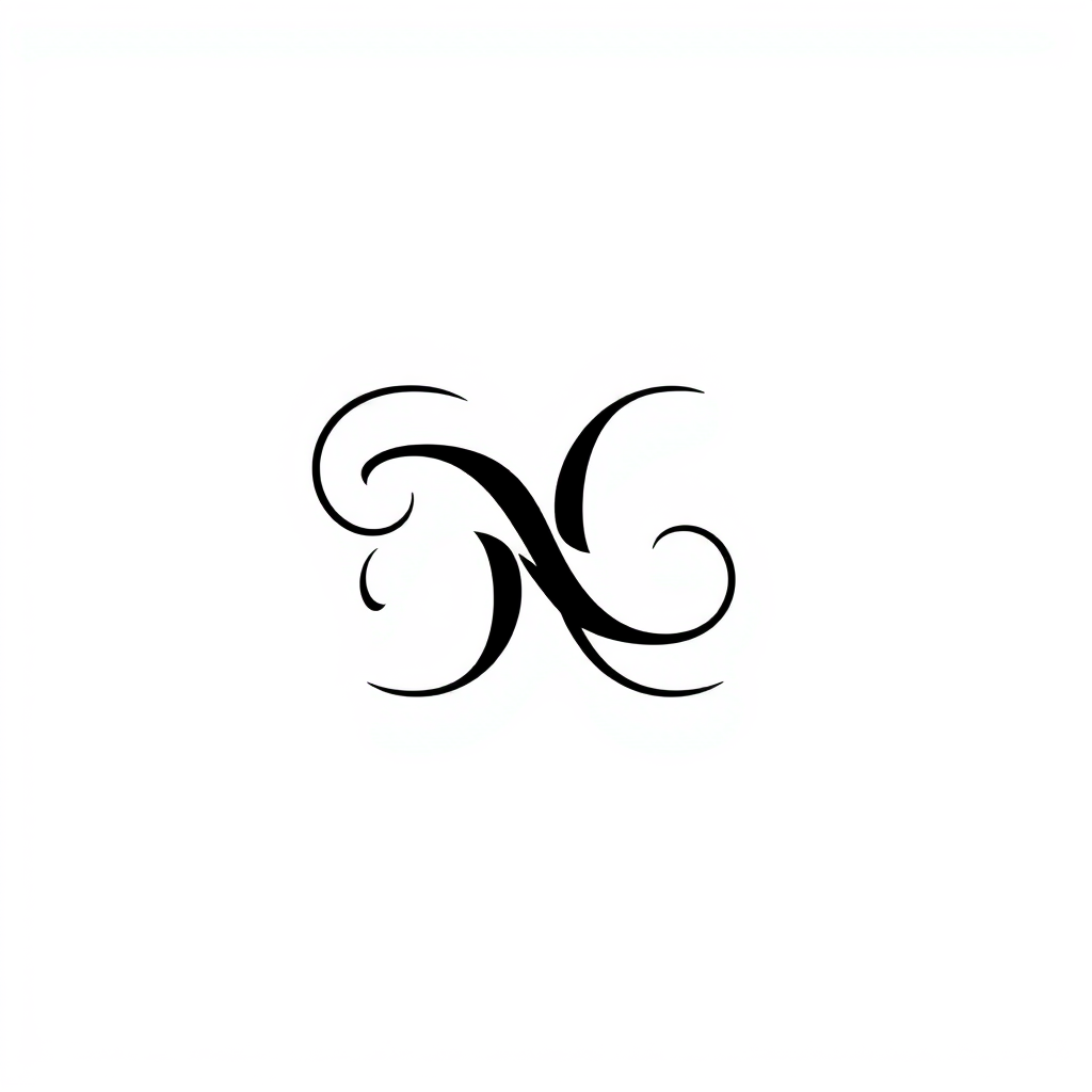 Monogram Logo idea: monogram logo combining the letters Minimal logo, a few elegant lines, clean, simple, abstract, black and white , elegant intertwined letterforms, fla